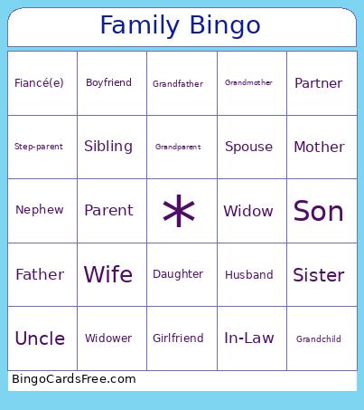 Family Bingo Card