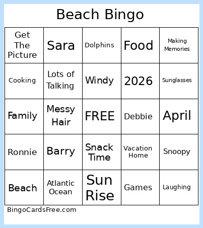 Family Bingo Card