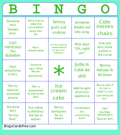 Family Bingo Card