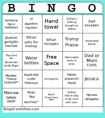 Family Bingo Card 2