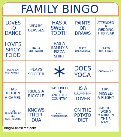 FAMILY Bingo Card