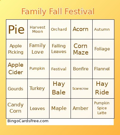 Family Fall Festival-2025 Bingo Card