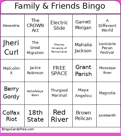 Family & Friends Bingo Card