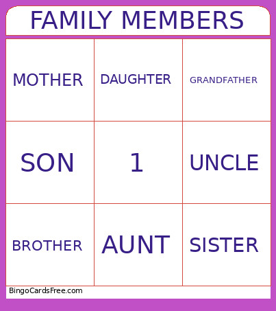 FAMILY MEMBERS Bingo Card