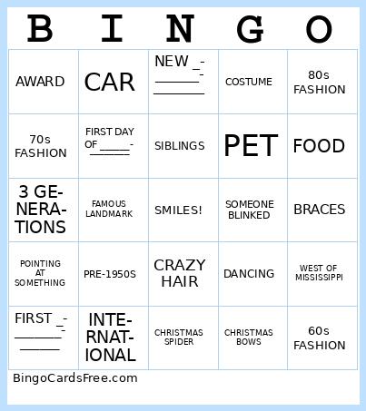 Family Photo Bingo