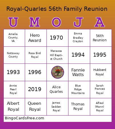 Family Reunion 2025 Bingo