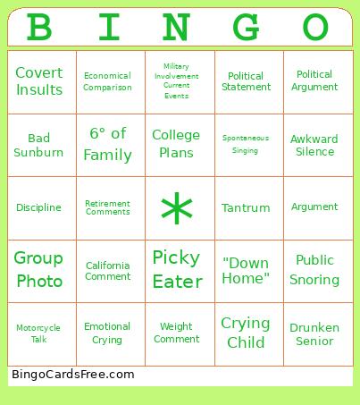 Family Reunion Bingo