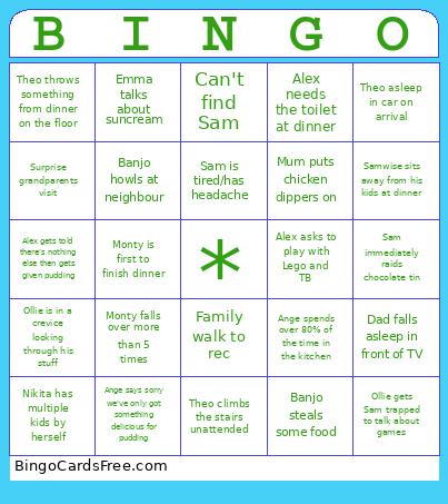 Family Sunday Bingo Card
