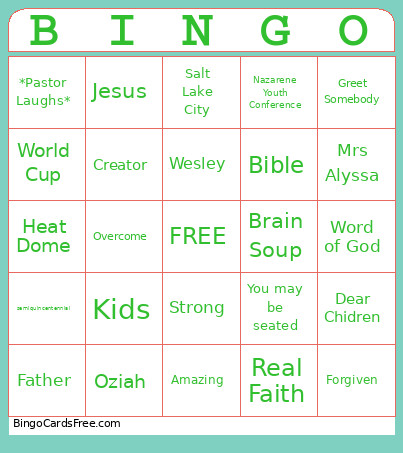 Family Sunday July Bingo Card