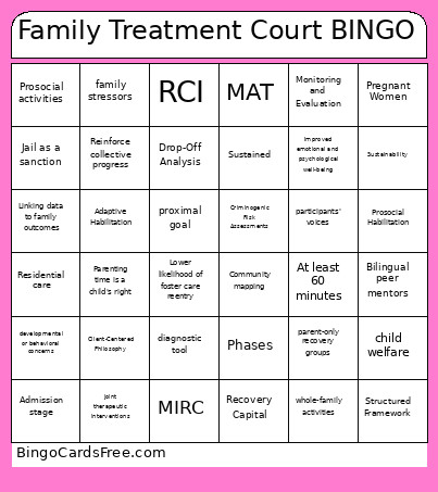 Family Treatment Court Bingo Card 2