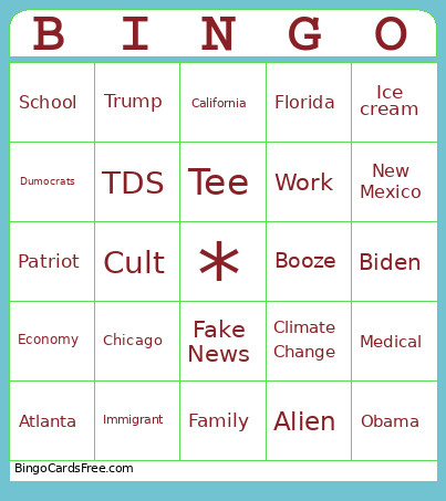 Family Weekend Bingo Card