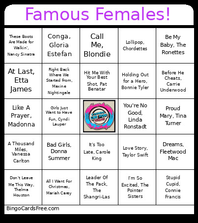 Famous Females! Bingo Card