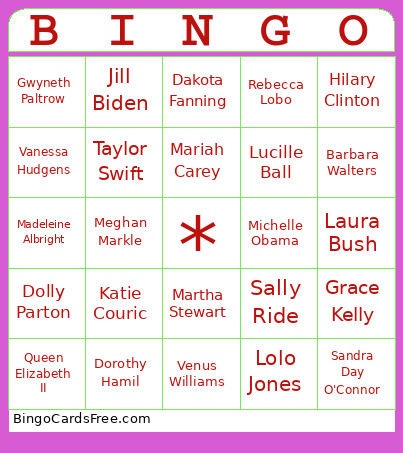 Famous Girl Scouts Bingo Card