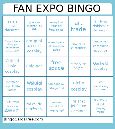 FAN EXPO Bingo Card