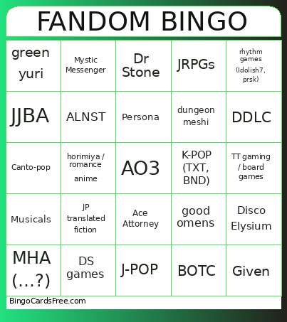 FANDOM Bingo Card