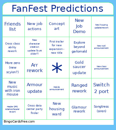 FanFest Predictions Bingo Card