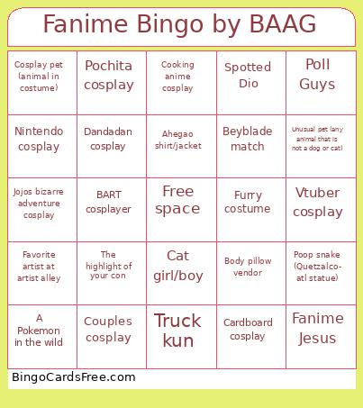 Fanime Bingo by BAAG