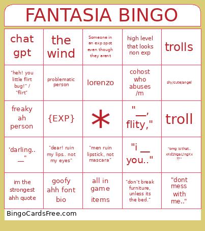FANTASIA STEROTYPES Bingo