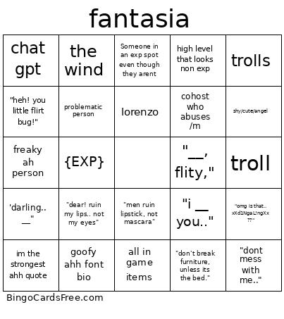 FANTASIA STEROTYPES Bingo