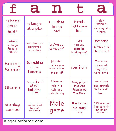 Fantastic Four 2 Bingo Card