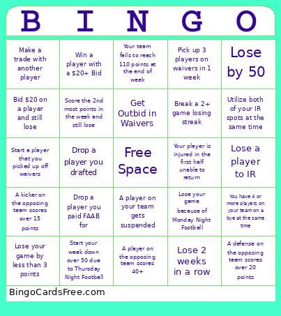 Fantasy Football Bingo
