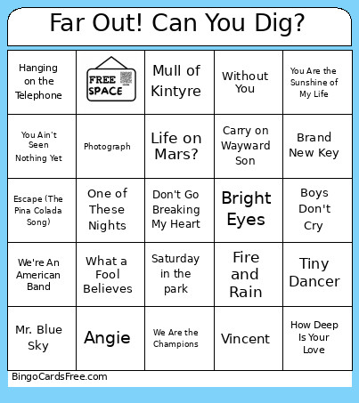 Far Out! Can You Dig? Bingo Card
