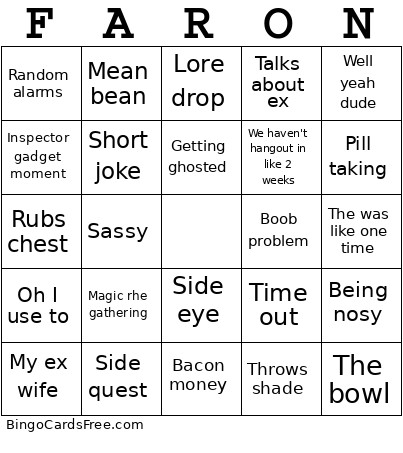 FARON Bingo Card