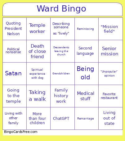 Fast Sunday Bingo Card