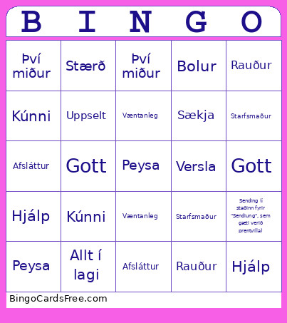 Í Fatabúð Bingo Card