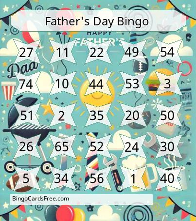 Father's Day 1-75 Number Bingo