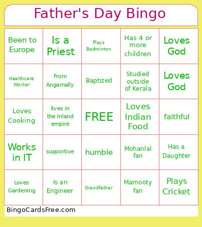 Father's Day Bingo