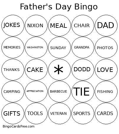 Father's Day Bingo Card