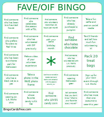FAVE OIF ! Bingo Card