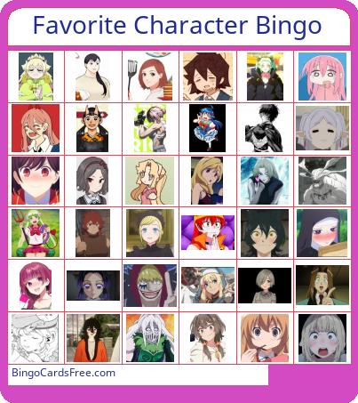 Favorite character Bingo