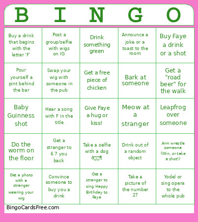 Faye 27 Bingo Card