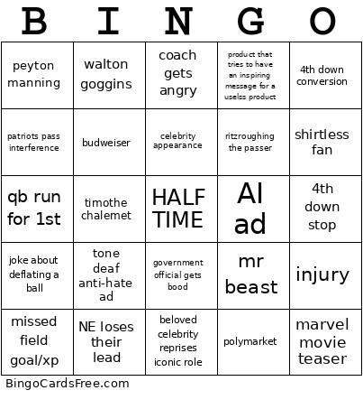 FB 2026 Bingo Card