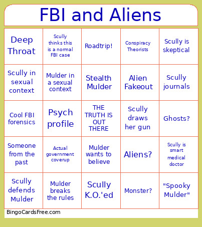 FBI And Aliens Bingo Card
