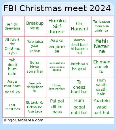 FBI Christmas meet 2024 Bingo