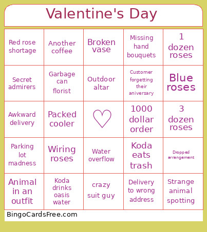 FC VALENTINES Bingo Card