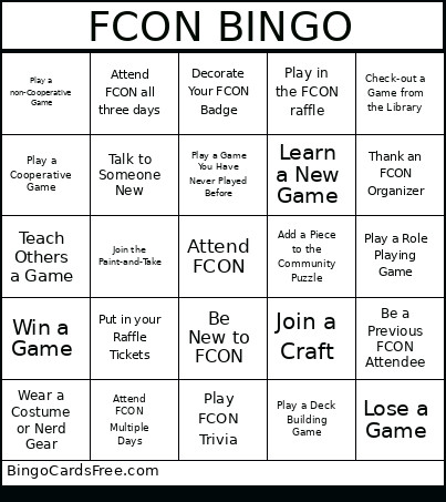 FCON Bingo Card