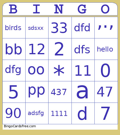 Fddd5 Bingo Card