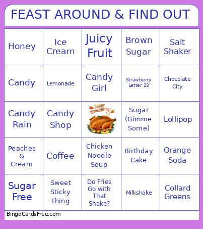 FEAST AROUND & FIND OUT Bingo Card 2