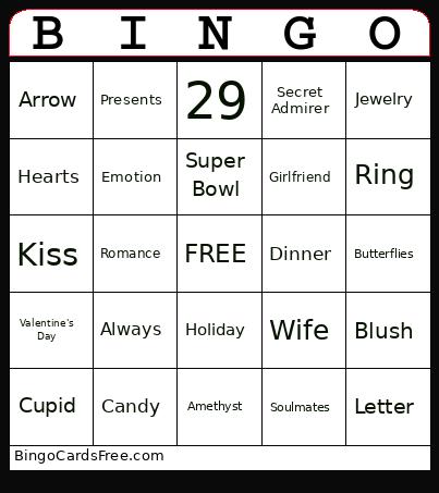 February Bingo Card