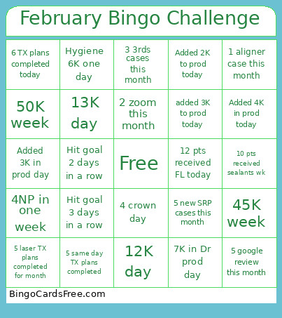 February Challenge Bingo Card