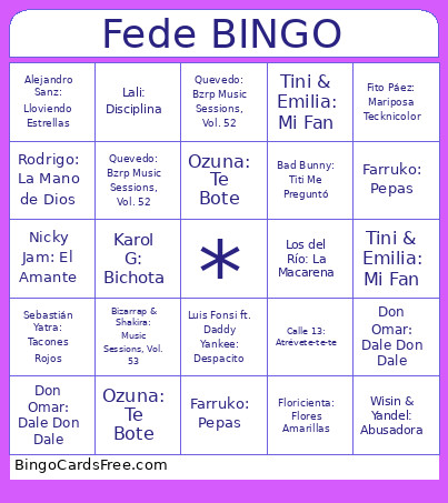Fede Bingo Card