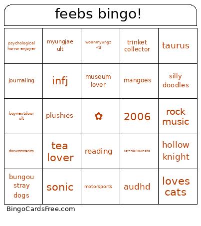 feebs bingo!