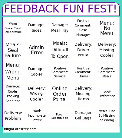 FEEDBACK FUN FEST! Bingo Card