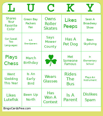 Feeling Lucky Bingo Card
