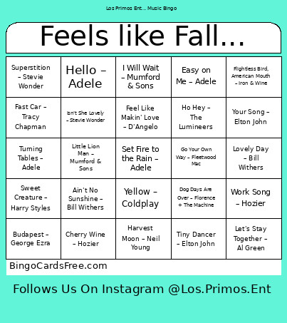 Feels Like Fall... Bingo Card