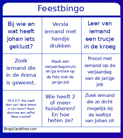 Feest Johan 80 Jaar! Bingo Card
